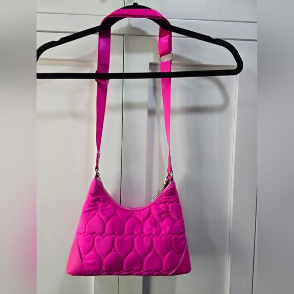NWT Purse Hot Pink Heart Patterned Shoulder Bag Copy - Picture 4 of 8